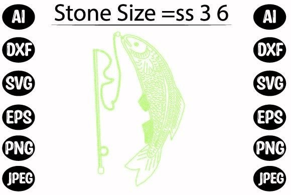 Unleashing the Catch: The Fishing Rhinestone Design Graphic